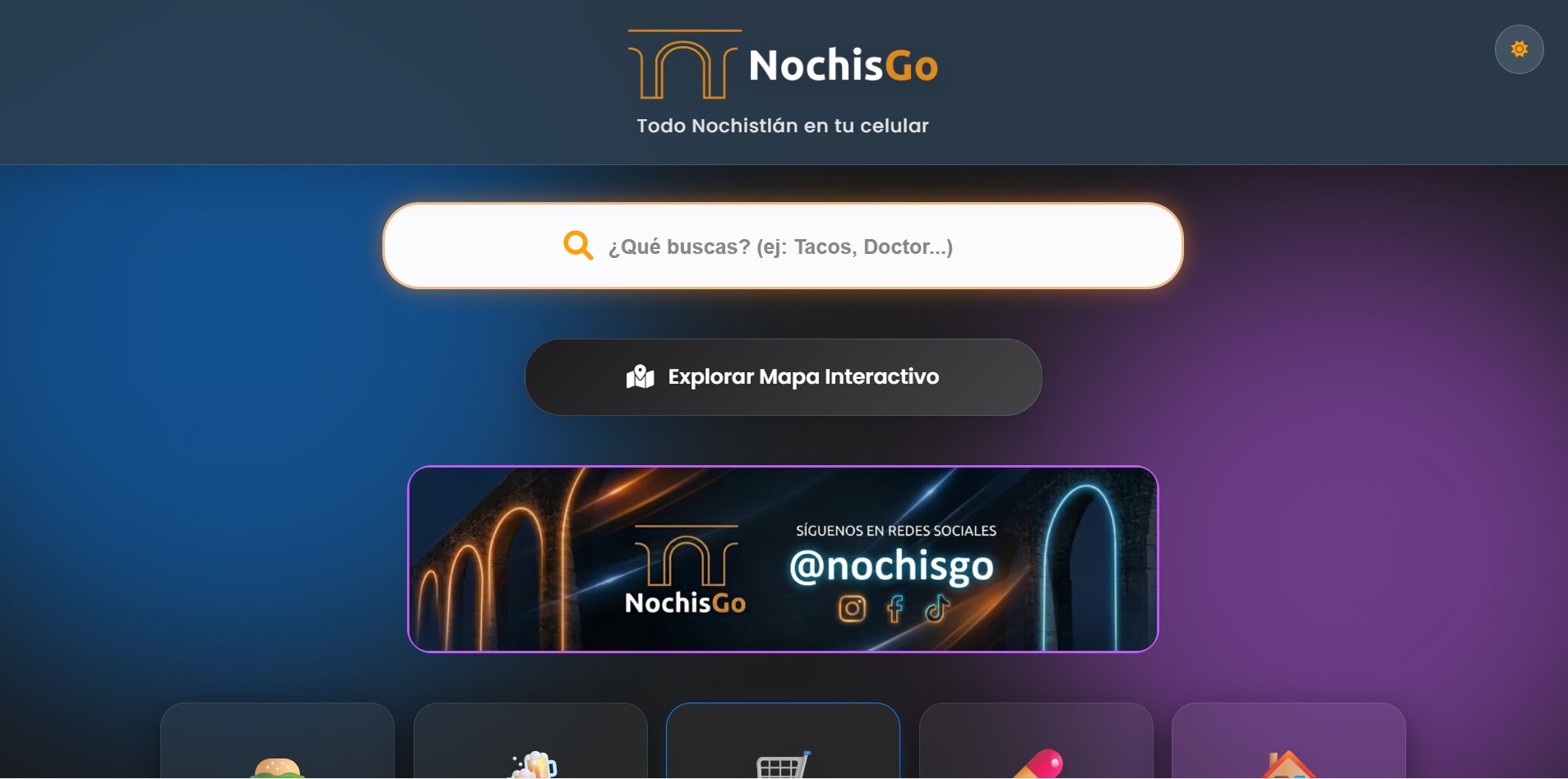 Pantalla de Inicio NochisGo